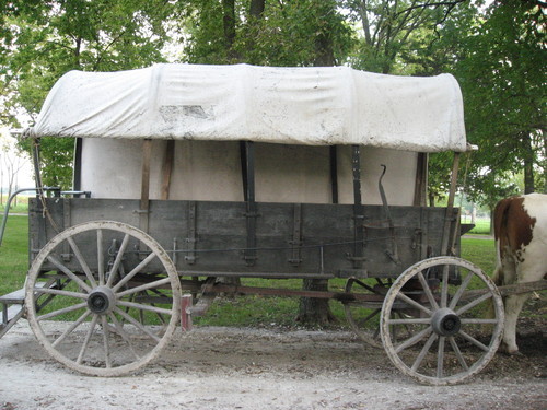 wagons in 1800s. A normal wagon for pioneers of